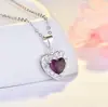 Collar Corazón del Océano para Mujer Colgante de Rubí Amor Forma de Corazón Joyería de Piedras Preciosas de Colores Collar de Temperamento Incrustado con Circonita