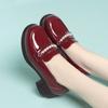 Zapatos Británicos de Cuero al por Mayor para Mujer en Otoño, Zapatos Redondos de Punta Media para Mujer, Tacones Gruesos, Zapatos Planos de Boca Profunda, Mocasines de Suela Gruesa, Envío Directo