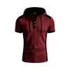 Camisa Polo con capucha para hombre de talla europea transfronteriza 2026, camiseta deportiva de manga corta con gofre y retazos, secado rápido y transpirable