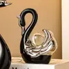 Nuevos Adornos de Cisne para Pareja de Aspecto Elevado Decoraciones Modernas de Lujo Ligero para Entrada del Hogar Sala de Estar Gabinete de Vino Gabinete de TV