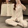 Comercio Exterior Pijama Nuevo de Dibujos Animados para Mujer Primavera y Otoño Manga Corta Pantalones Cortos de Tres Piezas Algodón Nube Estilo Coreano Ins Hogar