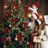 Grande Laço de Veludo Natalino de 7 Polegadas para Árvore de Natal Guirlanda Acessórios de Feriado Exibição de Cena Pendurar