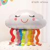 Girasol Sonriente Arcoíris Sol Meteoro Globo de Aire Caliente de Colores Nubes Blancas Globo de Película de Aluminio Decoración de Fiesta de Cumpleaños