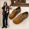 Otoño 2026 Nuevo Bean Bean Retro Hebilla Doble Birken Mary Gamuza Cuero Genuino Zapatos Suela Gruesa Mágica Aumentador de Altura Zapatos Individuales Mujer