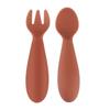 Cuchara de Alimentación para Bebé de Silicona de Grado Alimenticio Vajilla de Alimentación para Niños Set de Tenedor y Cuchara Tenedor de Entrenamiento para Comer Cuchara para Beber Anti-Caída
