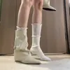 Chuyuji 2026 Otoño/Invierno Nuevas Botas de Caballero Versátiles y Suaves para Mujer con Punta Fina y Tacón de Cuña que Aumentan la Altura para Mujeres Bajitas