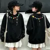 Moletom forrado com fleece para meninas, coleção outono/inverno 2026, gola redonda, design fofo de desenho animado, blusas de manga longa para crianças, atacado