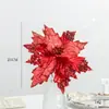 Flor de Natal de Lantejoulas Artificiais Douradas 21CM Decoração de Árvore de Natal de Flanela Pingente Flor Decorativa DIY Vermelha