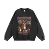 Moletom com Capuz Estampado de Estrela de Basquete Outono e Inverno Oversize Street Desgastado Moletom de Rua Europeu e Americano Moletom com Capuz