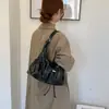 Bolso de mano grande para mujer estilo retro, diseño nuevo, bolsa de mano tipo tote con pliegues simple, bolso de hombro minimalista y bolso de axila