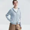 Suéter Cardigan de Zíper com Capuz Estilo Preguiçoso 100% Caxemira para Mulheres Solto Versátil Malha Grossa de Camada Dupla Quente Peça de Roupa Externa