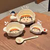 Conjunto de Louça Cartoon Fofo Chibi Maruko-Chan Tigela de Arroz Tigela com Alça Tigela para Bebê Prato de Café da Manhã Prato de Sobremesa para Uso em Dormitório Estudantil