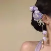 Estilo Novo Primavera e Verão "Flor Borboleta Azul" Franja de Flor Borboleta Azul Presilha Lateral Novo Estilo Chinês Acessório de Cabelo para Mulheres