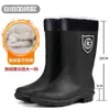 Botas impermeables con cordón engrosadas, tallas 39-48, tallas extragrandes, unisex, cálidas, impermeables, forradas de felpa, desmontables y antideslizantes, botas de lluvia para hombre