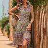 Amazon Estación Independiente Transfronteriza 2025 Nuevo Vestido de Verano Retro Vacacional Bohemio para Mujer Europeo y Americano