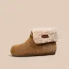 Botas de Nieve Color Camello para Mujer 2025 Otoño e Invierno Nuevas de Dos Usos Cálidas de Suela Gruesa Forradas de Piel Zapatos de Algodón tipo Birkenstock Botines Cortos Retro con Forro de Felpa