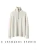 Suéter de cashmere com gola alta, suéter de tricô grosso, nova temporada outono e inverno, corte solto, zíper parcial, blusa de fio feminina
