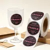 Etiquetas adesivas de vinil preto e rosa de aviso de frágil, usadas para o envio de produtos de vidro, à prova d'água e resistentes a UV