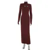 2026 Moda Transfronteriza Otoño e Invierno Europea y Americana Escote en el Pecho Manga Larga Ajustado Sexy Color Sólido Vestido Elegante Falda Larga para Mujer