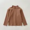 Camiseta Base Infantil Clase A Otoño e Invierno Cuello Alto Primavera y Otoño Algodón Niñas Niños Grandes Bebé Rayas Lijado
