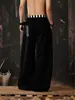 Fabricante Original Estilo Retro Americano Cintura Doble Patchwork Rayas Estampado de Letras Pantalones de Chándal Curvos Unisex Pantalones de Pierna Ancha
