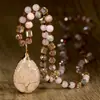 Colar com Pingente de Árvore da Vida de Ametista em Forma de Gota, Best-Seller Transfronteiriço para Mulheres, Corrente de Suéter de Nó Artesanal de Alto Padrão