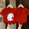 Camiseta Casual Elegante con Estampado de Dibujos Animados para Niñas Mayores, Algodón Puro Manga Corta de Verano Modelo Nuevo 2026