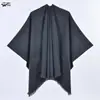 Xale Casual com Pintura a Tinta para Mulheres, Jaqueta Capa Elegante e Moderna, Cachecol Elegante de Imitação de Caxemira para Outono e Inverno