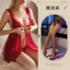 Noche Sexy Camisón con Abertura Sexy Pijama Ropa Interior Sexy Tentación Hueco Tirante Transparente Ropa de Casa