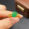 Anel de Esmeralda Natural Transfronteiriço Acessórios Femininos Nicho Alto Padrão Joias de Prata 925 7*9 Joias de Luxo Venda Direta da Fábrica
