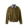 Ropa Vintage 2025 Otoño Nueva Tendencia Japonesa Falso Dos Piezas Rayas Patchwork Cuello Solapa Holgada Chaqueta de Trabajo para Hombre