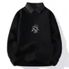 Venda Quente Transfronteiriça Venda Direta da Fábrica Inverno Novo Camisa de Peça Falsa Espessada Gola Sweater Malhas Masculinas