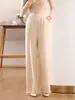 Novedad Otoño e Invierno 2026 Pantalones de Punto de Lana 100% Pura de Color Sólido Pierna Ancha Cintura Alta Moda Femenina Versátil Sueltos Adelgazantes
