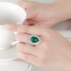 Yihua plateado con anillo de jade verde para mercancía piedra desnuda grande diamante completo forma de pera jade verde ágata con mercancía moda más vendido suministro al por mayor