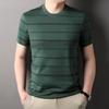 Camiseta masculina de algodão manga curta solta plus size listrada gola redonda camiseta fina verão masculina meia manga atacado