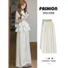 Pantalones de Talla Grande 150 kg con Textura Estilo Yamamoto para Mujer, Pantalones Delgados de Pierna Recta de Cintura Alta para Primavera/Verano, Pantalones Anchos de Caída Suelta