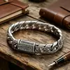 Pulseira com Padrão de Grama Tang Grossa, Estilo Coreano, Versão Larga Lisa, Joia de Prata Tailandesa, Vintage, Única, Moderna, Lembrança de Viagem para Homens