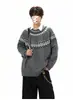 Suéter Masculino Jacquard Fair Isle de Tricô Solto com Gola Redonda Outono Inverno 2026 Suéter Casual de Camada Base para Casal