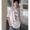 Camiseta Tendência Marca Cool Estilo de Rua para Homens e Mulheres, Manga Curta Americana High Street Secagem Rápida Respirável Funcional Esportiva Patchwork Camiseta de Corrida