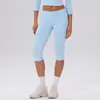 Leggings de Running y Fitness de Color Sólido, Cintura Alta, Control de Abdomen, Sin Costuras Transversales, Pantalones de Fitness para Mujer de Longitud 7/8