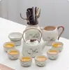 Lujo Ligero Gama Alta Horno Ru Juego de Té Kung Fu para el Hogar Cerámica China Tetera Taza de Té Bandeja de Té Pequeña Regalo