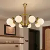 Candelabro de sala de estar estilo vintage americano de cobre puro, candelabro estilo retro americano de frijol mágico para dormitorio y comedor de madera de nogal norteamericano