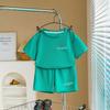 Conjunto de Roupas Infantis Novo Estilo Manga Curta Verão Meninos Waffle Casual Sportswear Bebê Solto Manga Curta Atacado