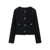 Ropa de mujer de comercio exterior europeo y americano ZA transfronteriza, popular en AliExpress, versátil para ir al trabajo, abrigo corto de manga larga con botones dorados