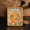 Colar Pintura Thangka Pingente Thangka Tara Amarelo-Verde Buda de Vidas Passadas Amuleto Caixa Gawa Coleção de Carros