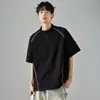 Nueva camiseta deportiva de estilo americano de línea simple con media cremallera, manga corta de seda helada de secado rápido, camiseta fina para exteriores