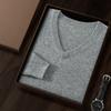 Suéter de Cachemira con Cuello en V para Hombre, Suéter Holgado, Color Sólido, Tejido de Cachemira, Camiseta Base, Nuevo Otoño e Invierno 2024
