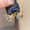 Pendientes de Flor de Zircón Frescos y Dulces de Aguja de Plata, de Moda, Simples y Versátiles, Elegantes de Nicho, Pendientes de Diseño Personalizado para Mujer