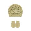 Fuente transfronteriza gorro fetal para bebé guantes antiarañazos juego de 2 piezas gorro pullover para bebé gorro indio gorro de orejas de conejo comercio exterior europeo y americano
