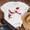 Nuevo Mayoreo Feliz Navidad Árbol de Navidad Papá Noel Simple Media Manga Casual Dibujos Animados Blanco Camiseta Manga Corta Mujer